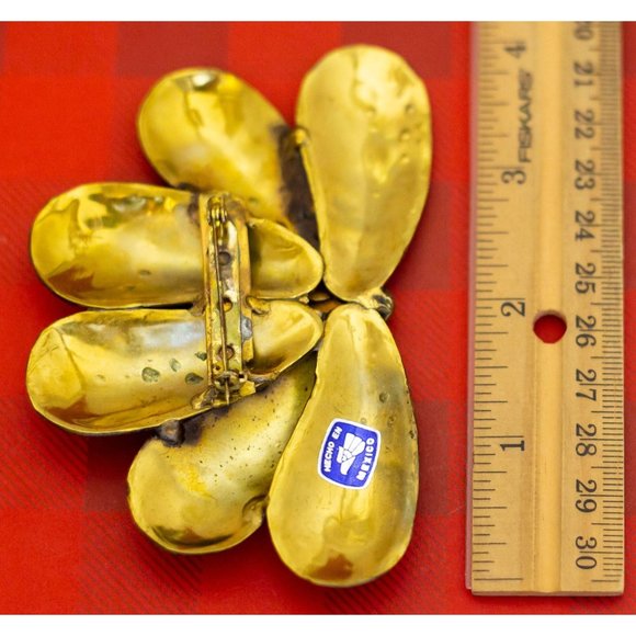 Huge Vintage Floral Gold Tone Brooch Hecho en Mexico - O29 - Picture 3 of 3